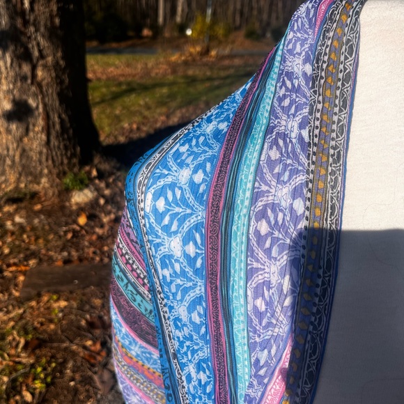 BEADED BEAUTIFUL MULTICOLORED PALM LEAF HEAD SCARF WRAP SHOULDER WRAP HEAD WRAP - Picture 2 of 7